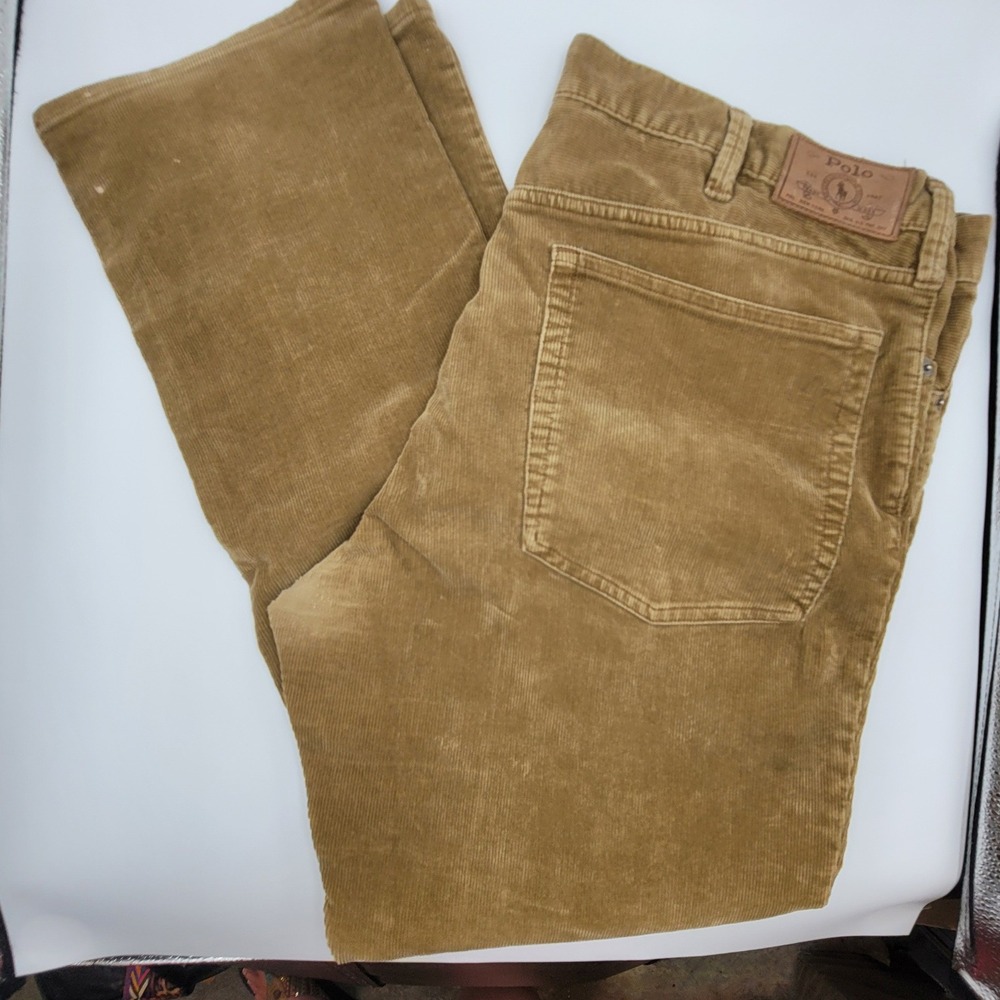 Polo Ralph Lauren Mens Tan Brown Corduroy Earthy Fall Heritage Pants 38x30